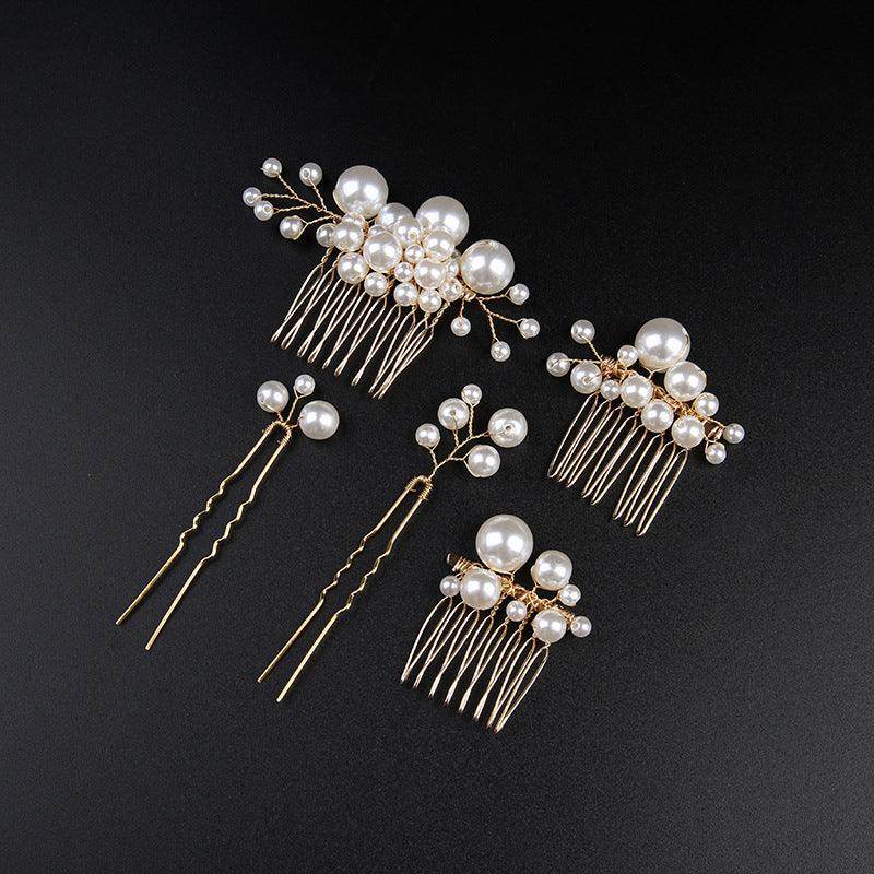 White Pearl Bridal Combs 5 PIeces 632498627705 - COCOMELODY